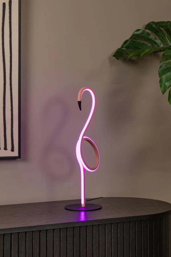 Lucide FLAMINGO - Tafellamp - LED Dimb. - RGB - Roze - sfeer 3